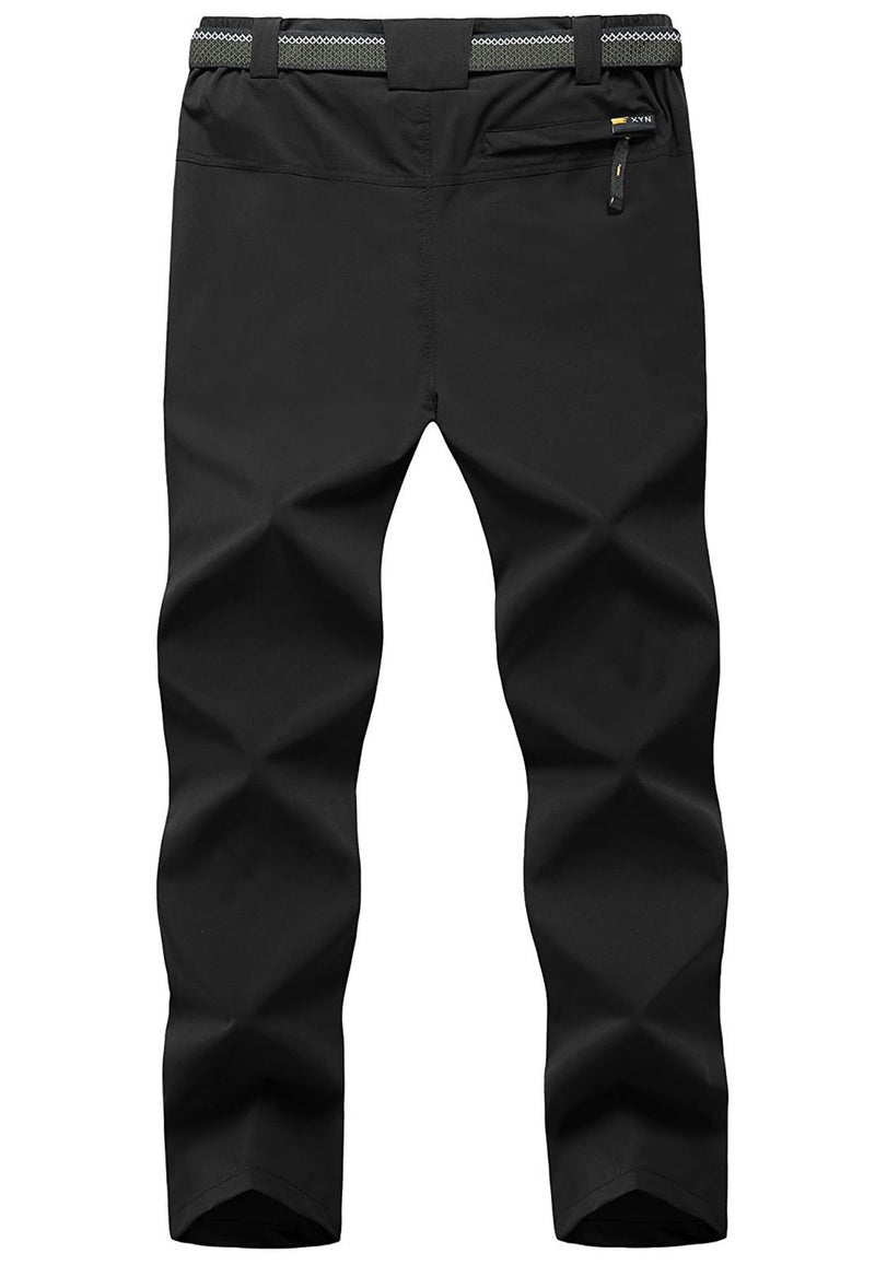 TBMPOY Men's Lightweight Hiking Pants with Belt 5 Zip Pockets Waterproof Quick-Dry Travel Fishing Work Outdoor Pants Thin Black M - Image 2